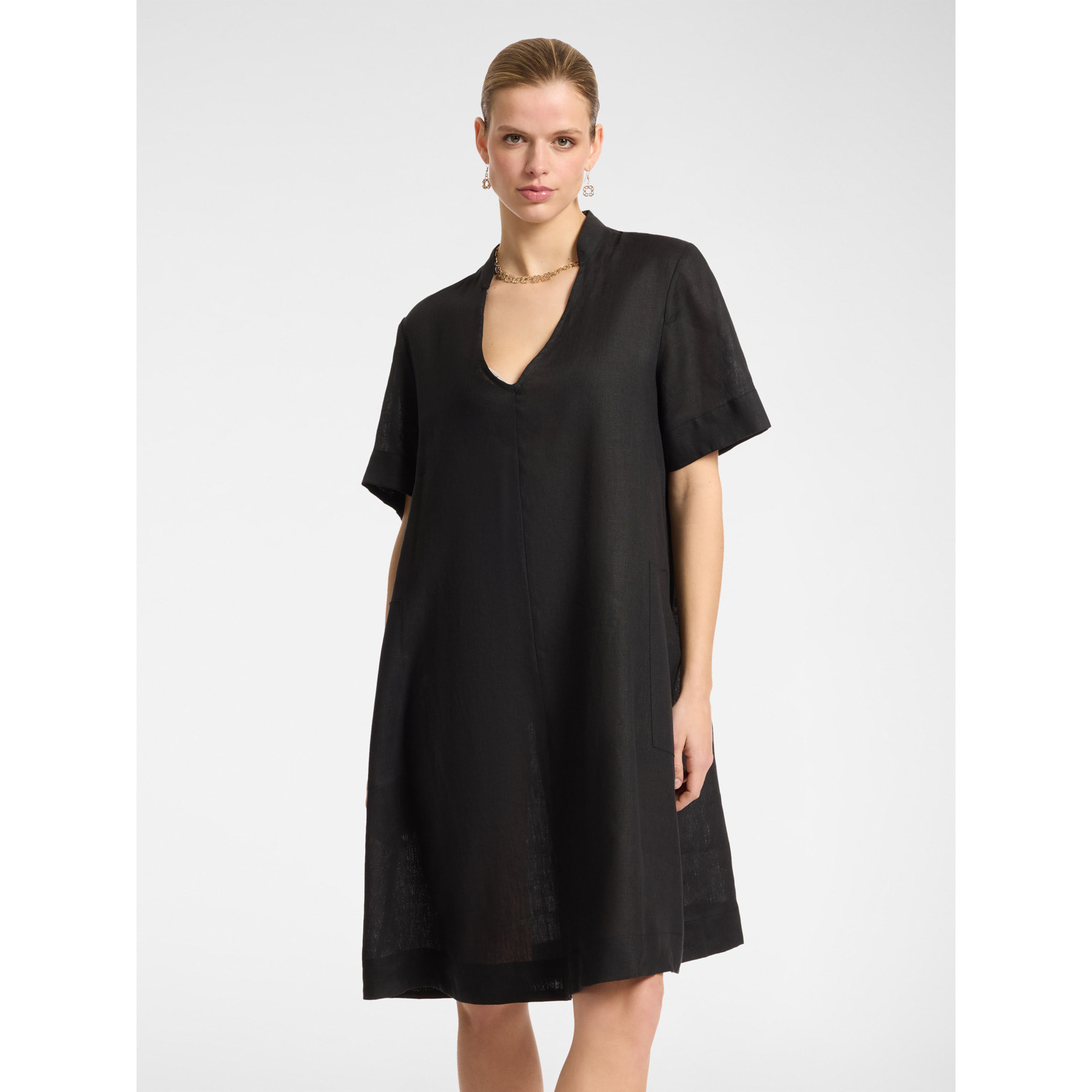 Elena Mirò - vestido de lino - Negro