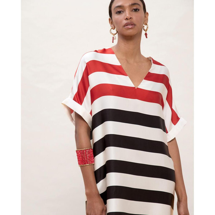 Abito corto a righe tricolori