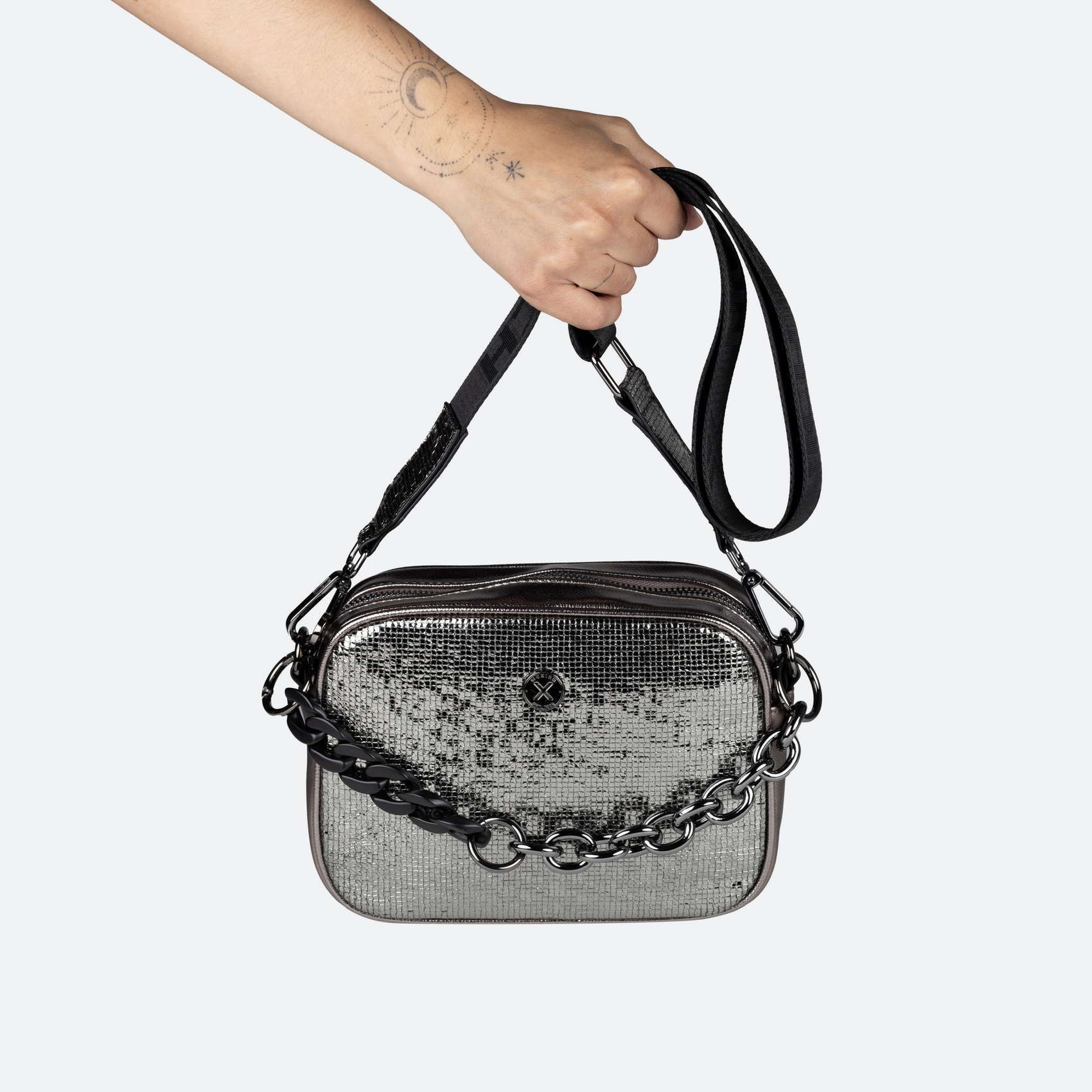 BOLSO SPLASH CROSSBODY CAMERA OLD SILVER