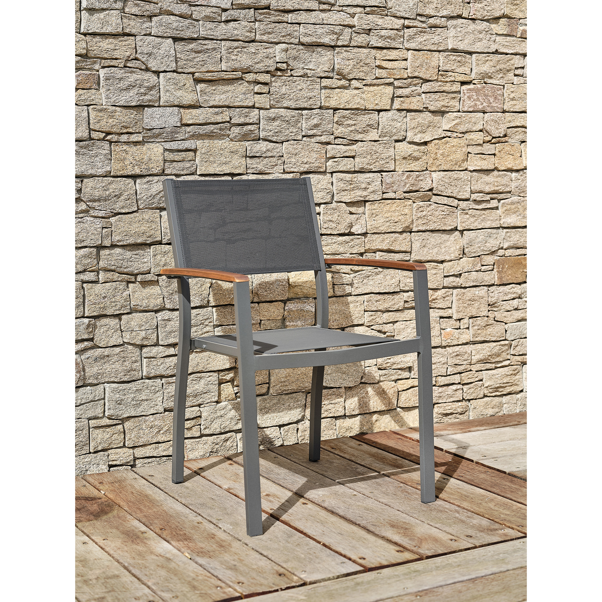 ORSINO - Ensemble repas de jardin 6 places - Gris anthracite