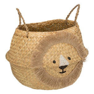 Panier pliable lion en roseau D35cm