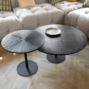 Table basse ronde en bois de manguier noir UBU