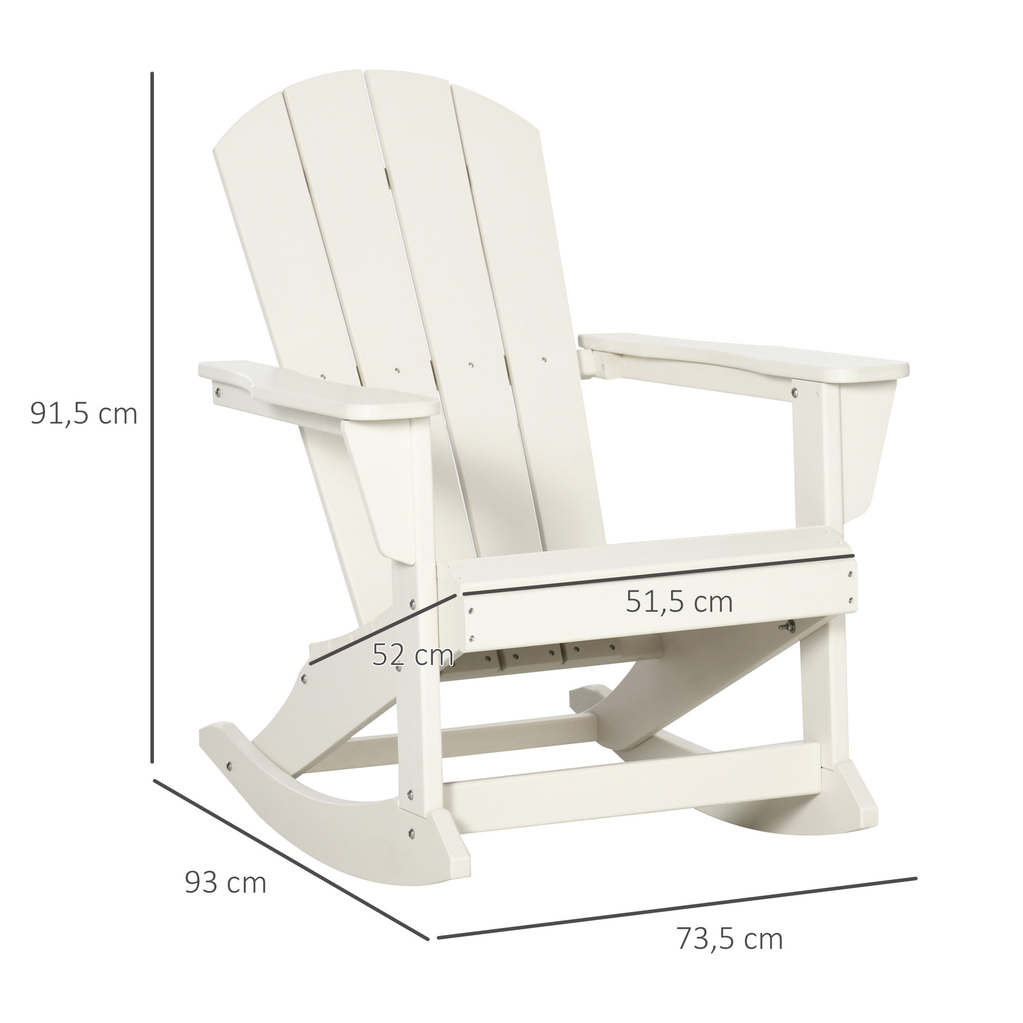 Silla Mecedora de Jardín de Estilo Adirondack para Patio 73,5x93x91,5 cm Blanco