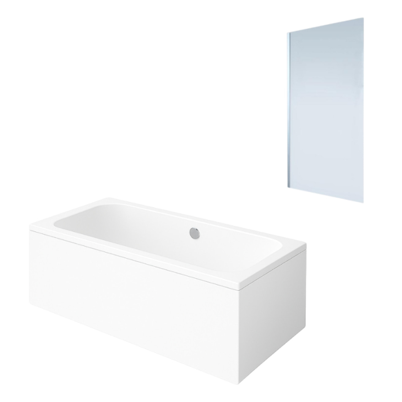 Baignoire droite VILLEROY & BOCH Architectura acrylique 170 x 80 cm  + Pare bain gauche AURYS Mist 1 chromé