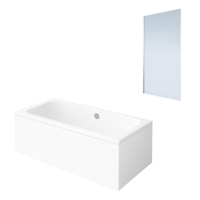 Baignoire droite VILLEROY & BOCH Architectura acrylique 170 x 80 cm  + Pare bain gauche AURYS Mist 1 chromé