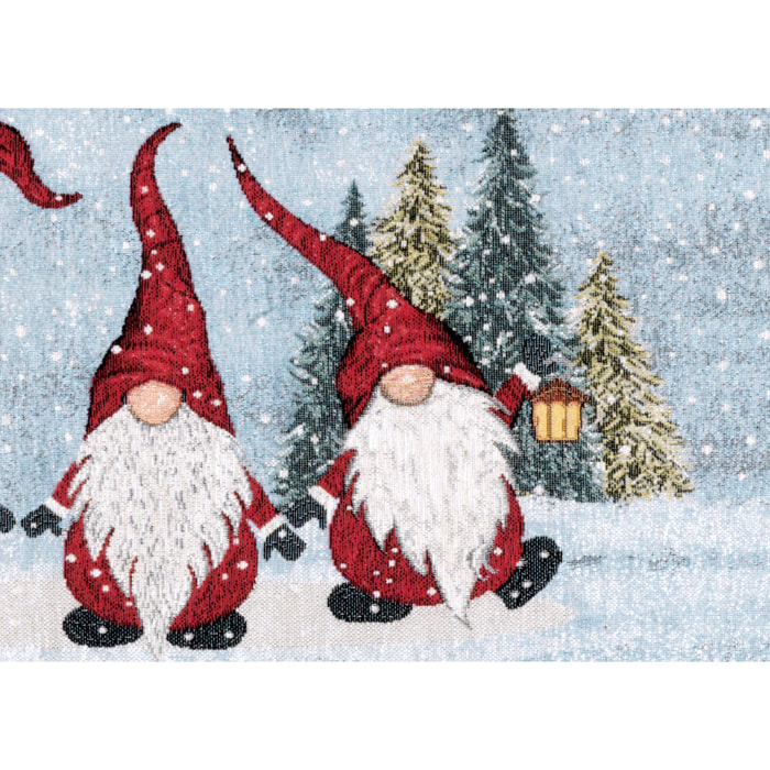 Runner Natalizio Cucina Salotto In Tessuto Gobelin Cinigliato Made in Italy Disegno Merry Christmas