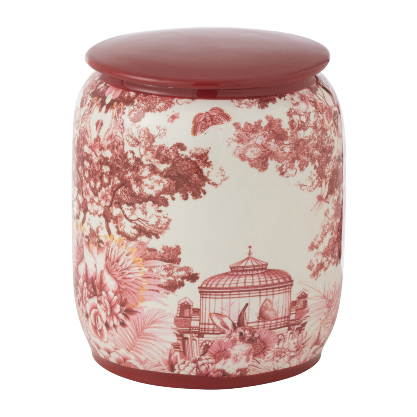 J-Line pot Moriko - porcelaine - rouge/blanc - small