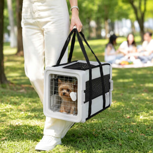 Sac de transport chien chat pliable verrouillable semi-rigide 2 portes