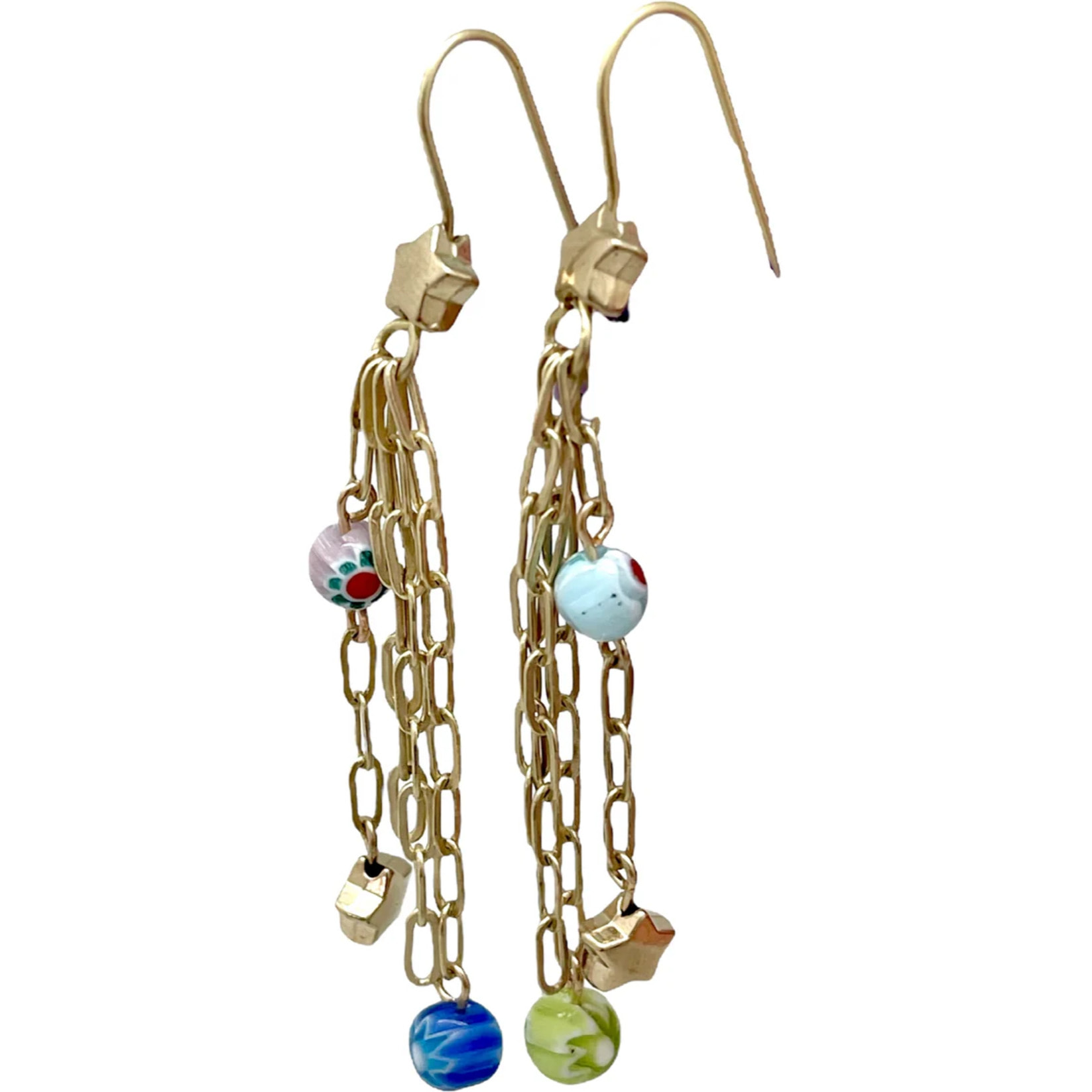 Pendiente cadenas Talisman de Luz latón dorado