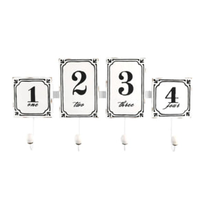 Appendino in metallo da 4 posti bianco con numeri cm46x23x6,5