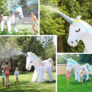 Unicornio gigante inflable con aspersor de agua en el cuerno. 220x120cm.