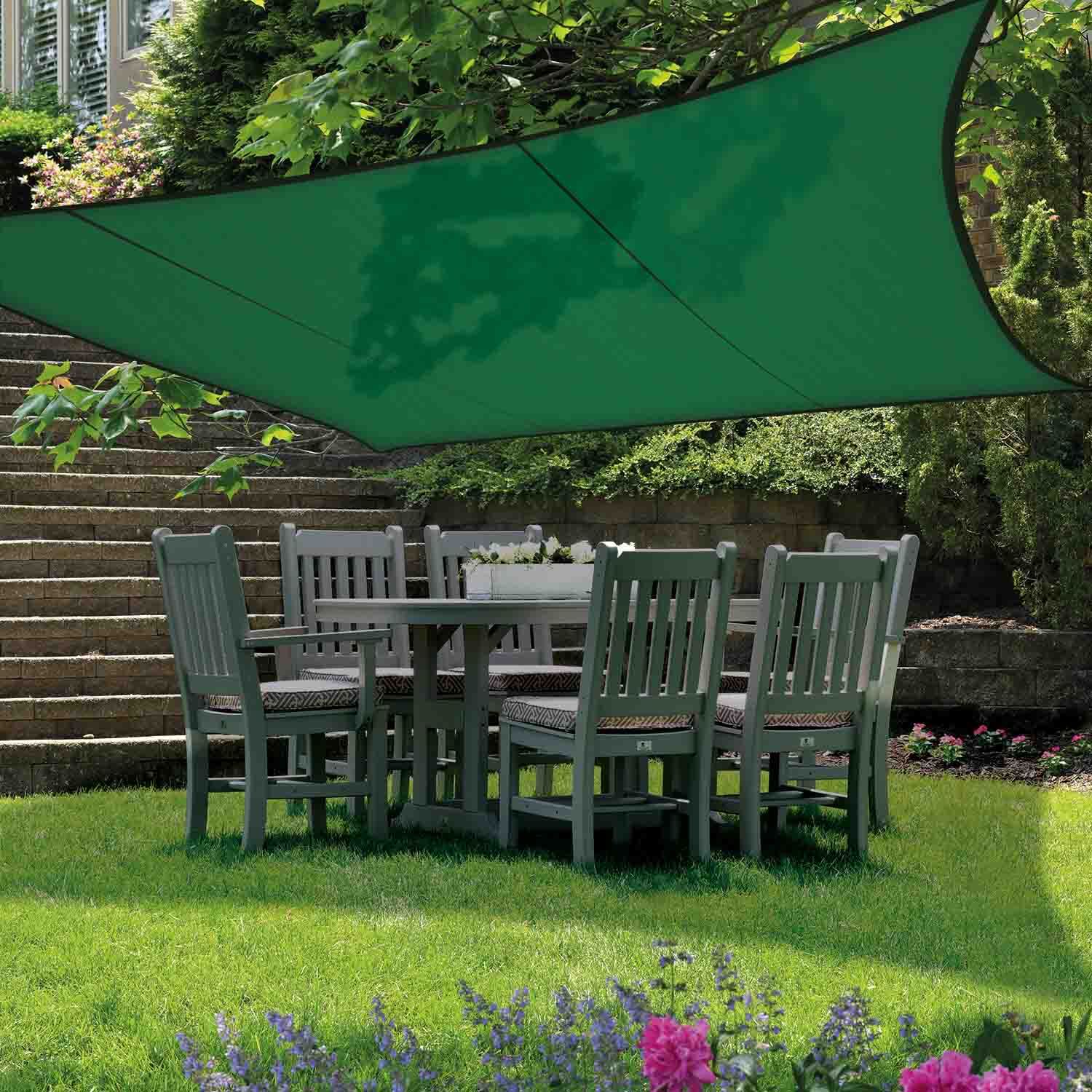 Vela ombreggiante rettangolare 400x600 cm. Vela ombreggiante da esterno in polietilene ad alta densità 185 gr/mq con orli rinforzati verde