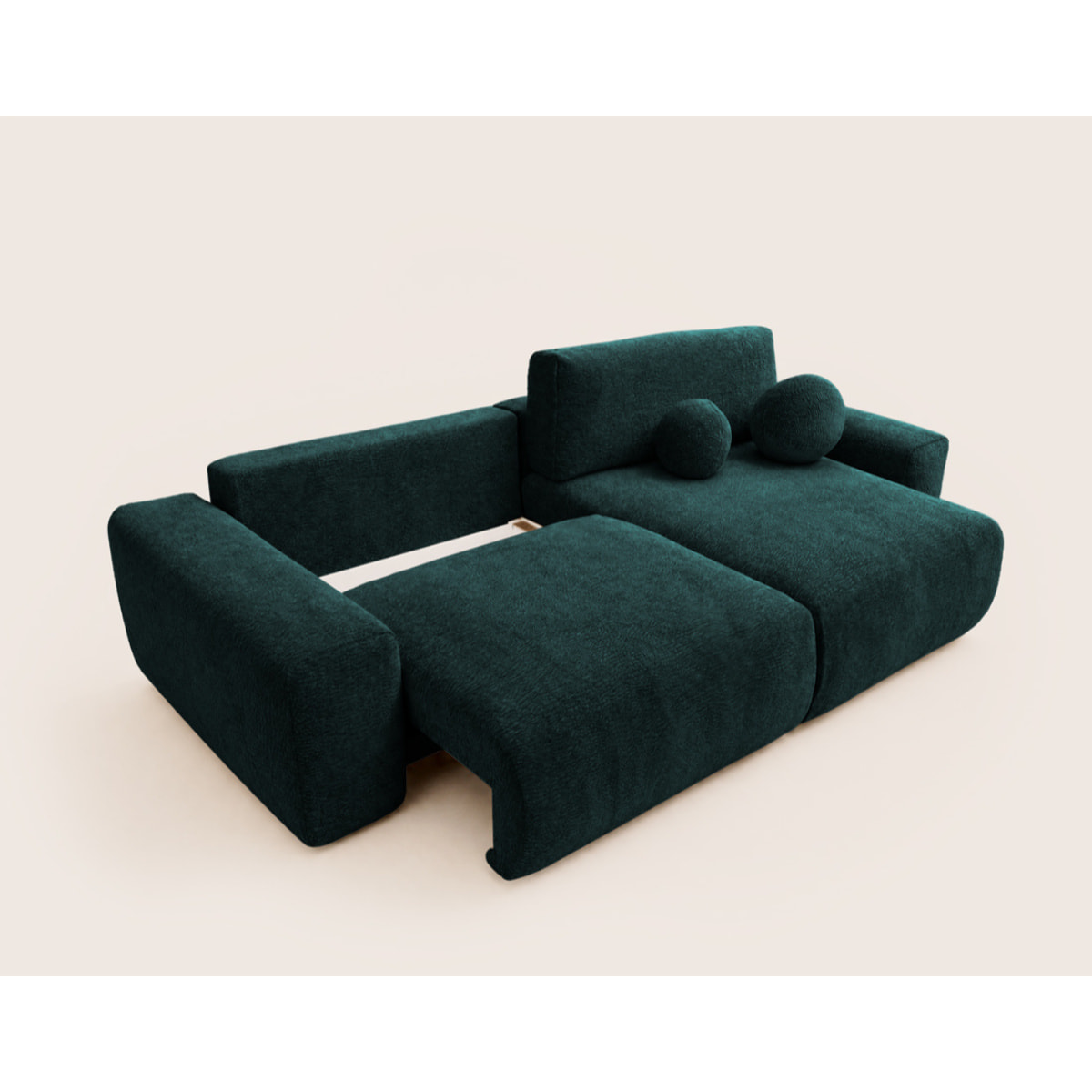 Constance - Canapé d'angle réversible 4 places convertible avec coffre en velours relief - Vert