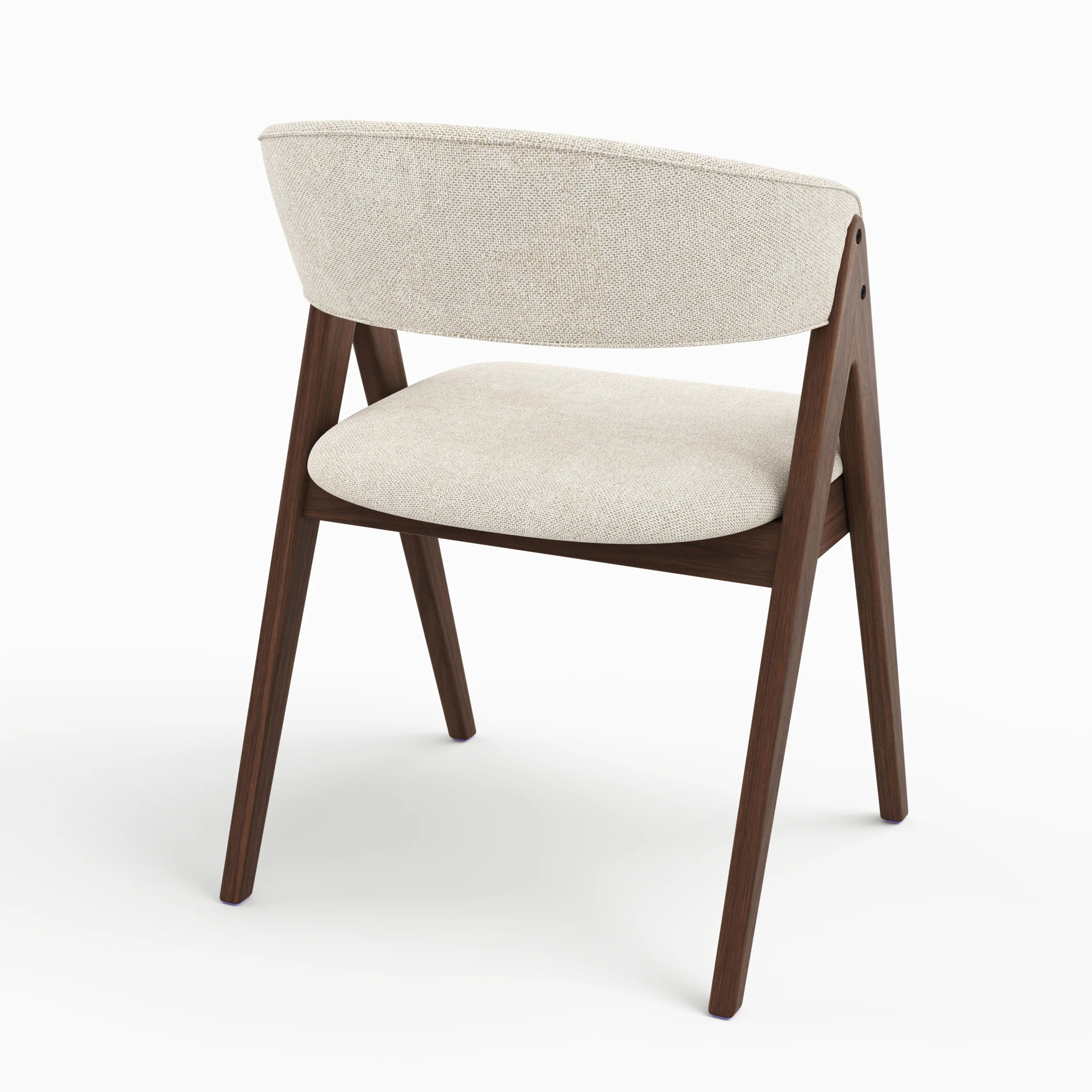 Chaise en bois foncé et tissu beige clair - Isis