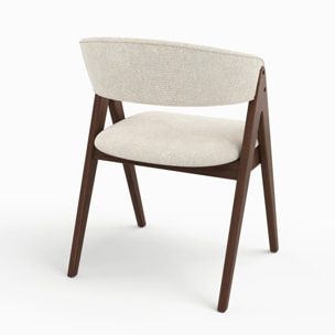 Chaise en bois foncé et tissu beige clair - Isis