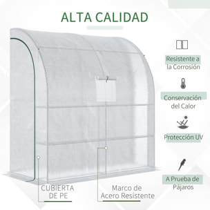 Invernadero Pequeño de Pared Invernadero de Exterior con Ventanas Estantes de 3 Niveles y Marco de Acero Invernadero para Cultivar Plantas Flores 200x100x215 cm Blanco