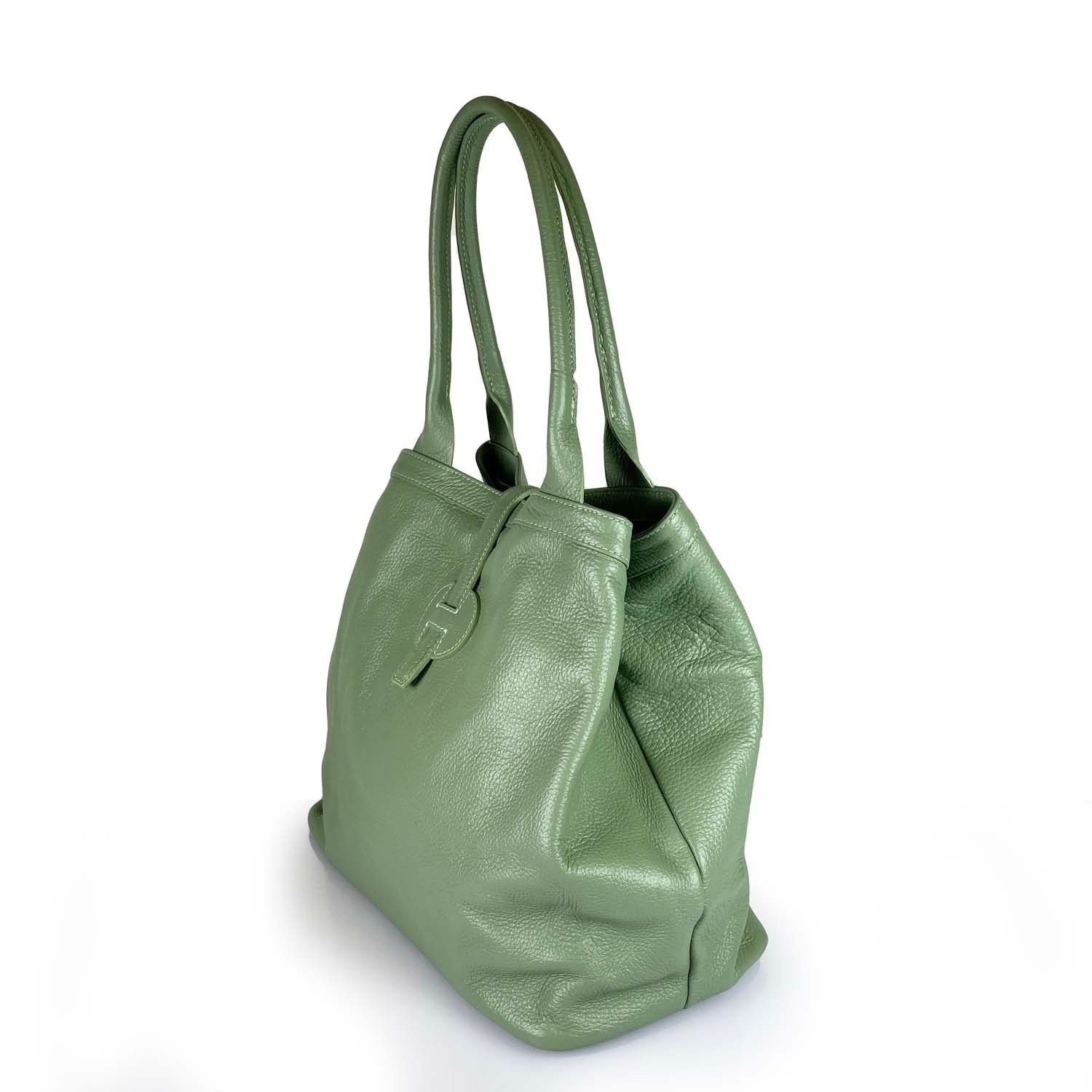 Borse Donna colore Verde-in pelle Made in Italy 42 x 38 x 6cm