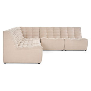 Ellie - canapé modulable d'angle réversible 5 places en velours texturé - Beige