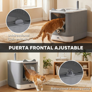 Arenero para Gatos Cubierto M, Caja de Arena para Gatos Medianos, Arenero con Tapa Abatible, Entrada Frontal, Salida Superior, Pala, Bolsas Desodorantes, Fácil de Limpiar, Antifugas, Blanco
