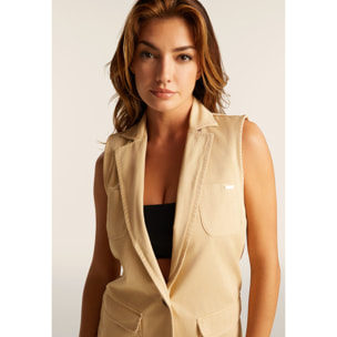 Gilet doppio petto da donna in gabardine