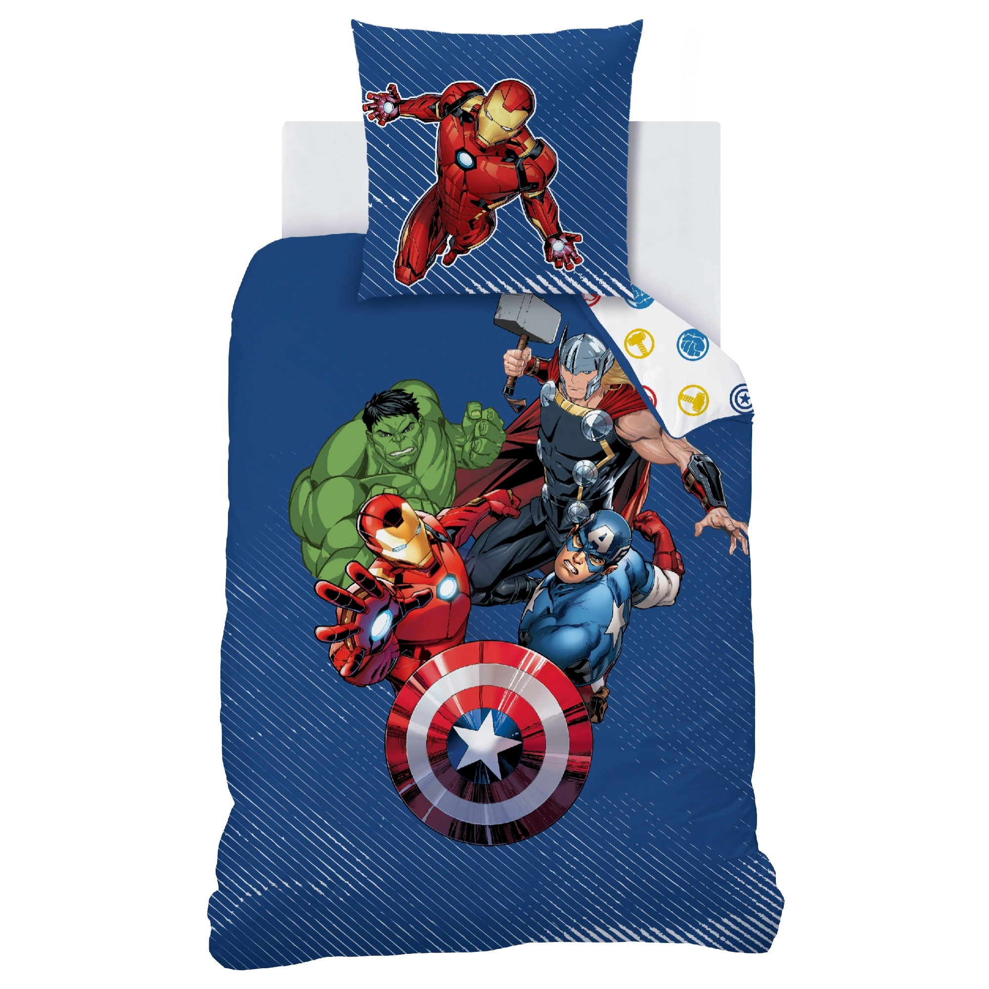 Parure de lit imprimée 100% coton, AVENGERS HOME TEAM