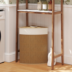 Panier à linge d'angle bambou 55L déhoussable lavable marron