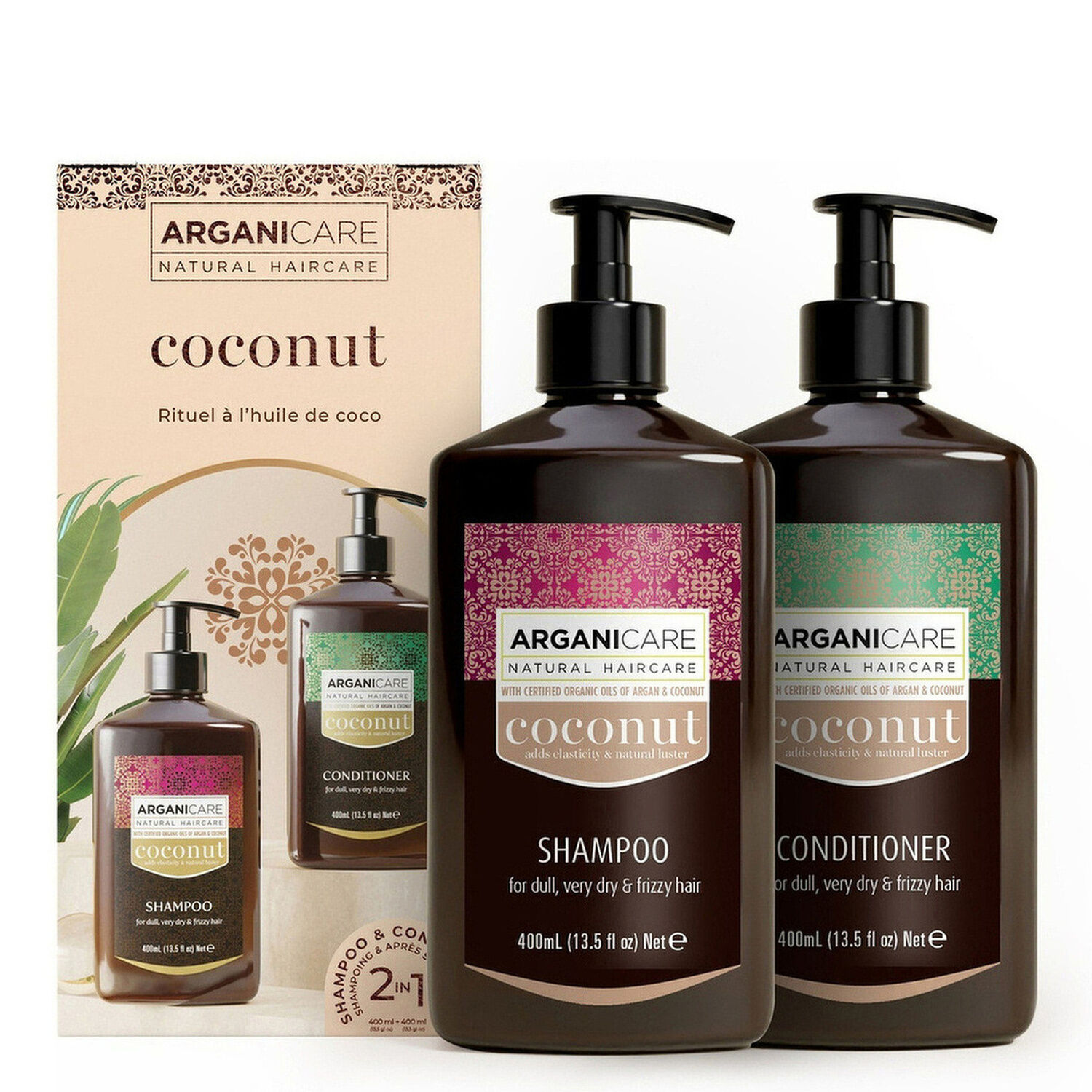 Huile de Coco - Coffret Ultra-Nourrissant Shampooing 400ml + Après-Shampooing 400ml