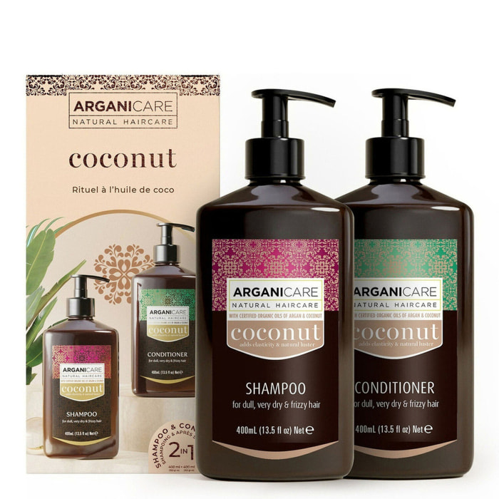 Huile de Coco - Coffret Ultra-Nourrissant Shampooing 400ml + Après-Shampooing 400ml