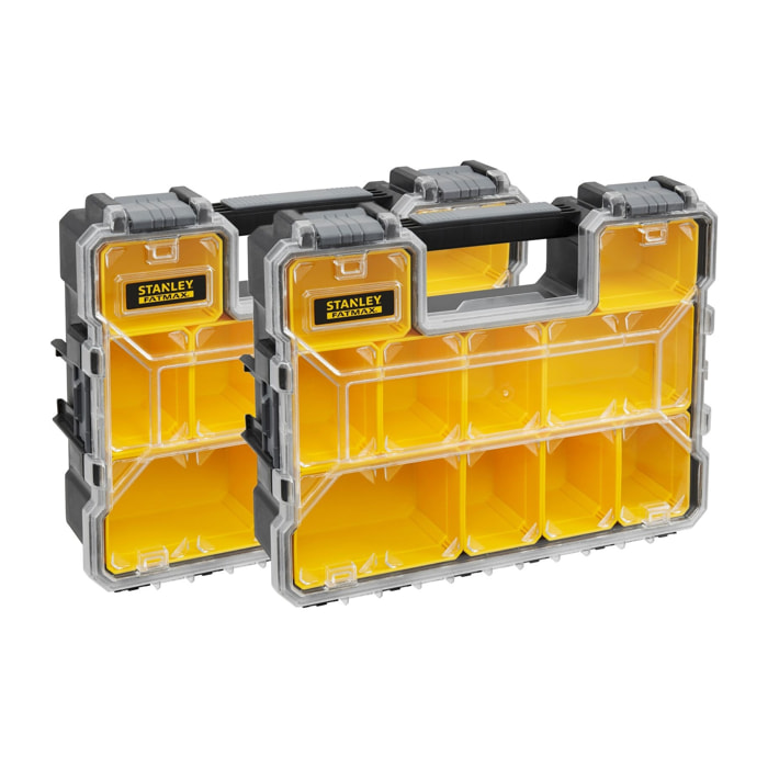 Lot de 2 organiseurs étanches - 10 compartiments amovibles, charge 8kg STANLEY Fatmax