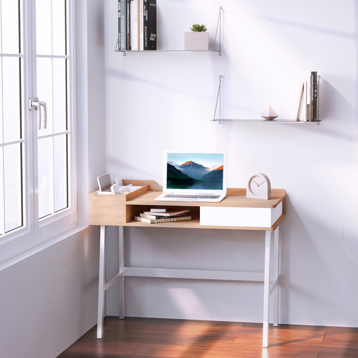 Mesa de Ordenador Escritorio de Madera 100x55x81,5cm Blanco