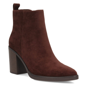 Botines efecto ante con tacón ancho para mujer.