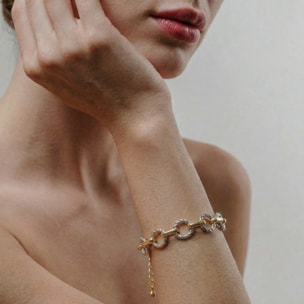 Pulsera Liona acabado plata y oro amarillo 18k