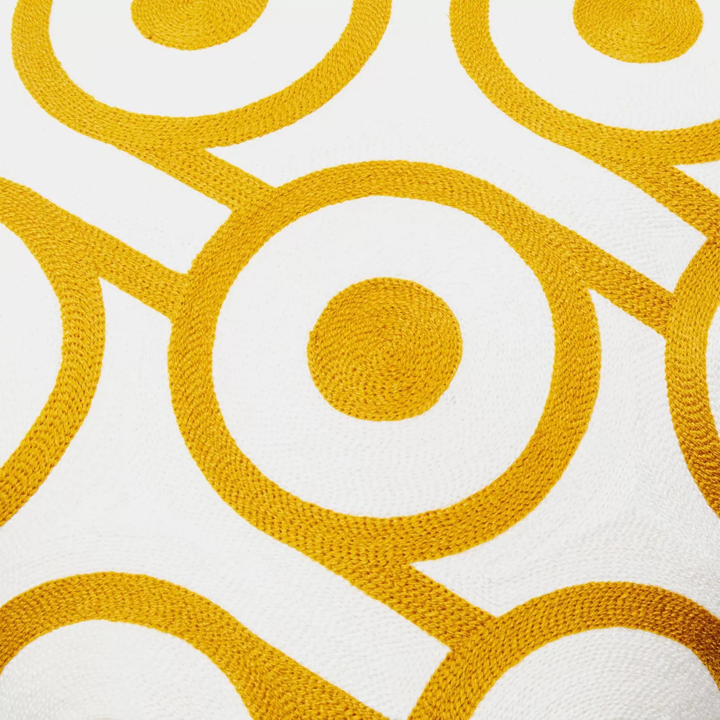 Coussin Catena Circle jaune et blanc Kare Design