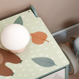 Conjunto para Niños Incluye 1 Cama Infantil de Madera Carga Máx. 40 kg 143x77x60 cm y 1 Baúl de Almacenamiento 60x37x39 cm con Estampados Verde