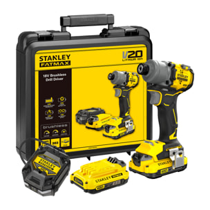 Visseuse à impact 203 Nm Brushless 18V, 2 batteries 2Ah, STANLEY FATMAX V20