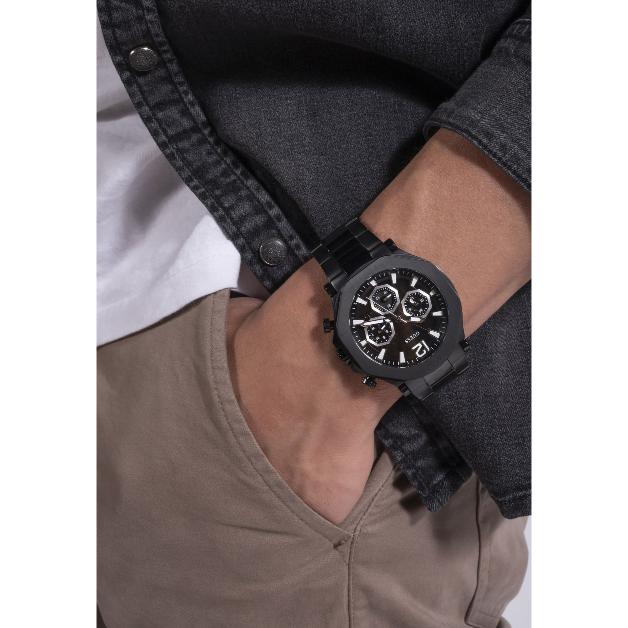 Guess Análogo De Cuarzo Guess Mens Black Multi-Function Watch