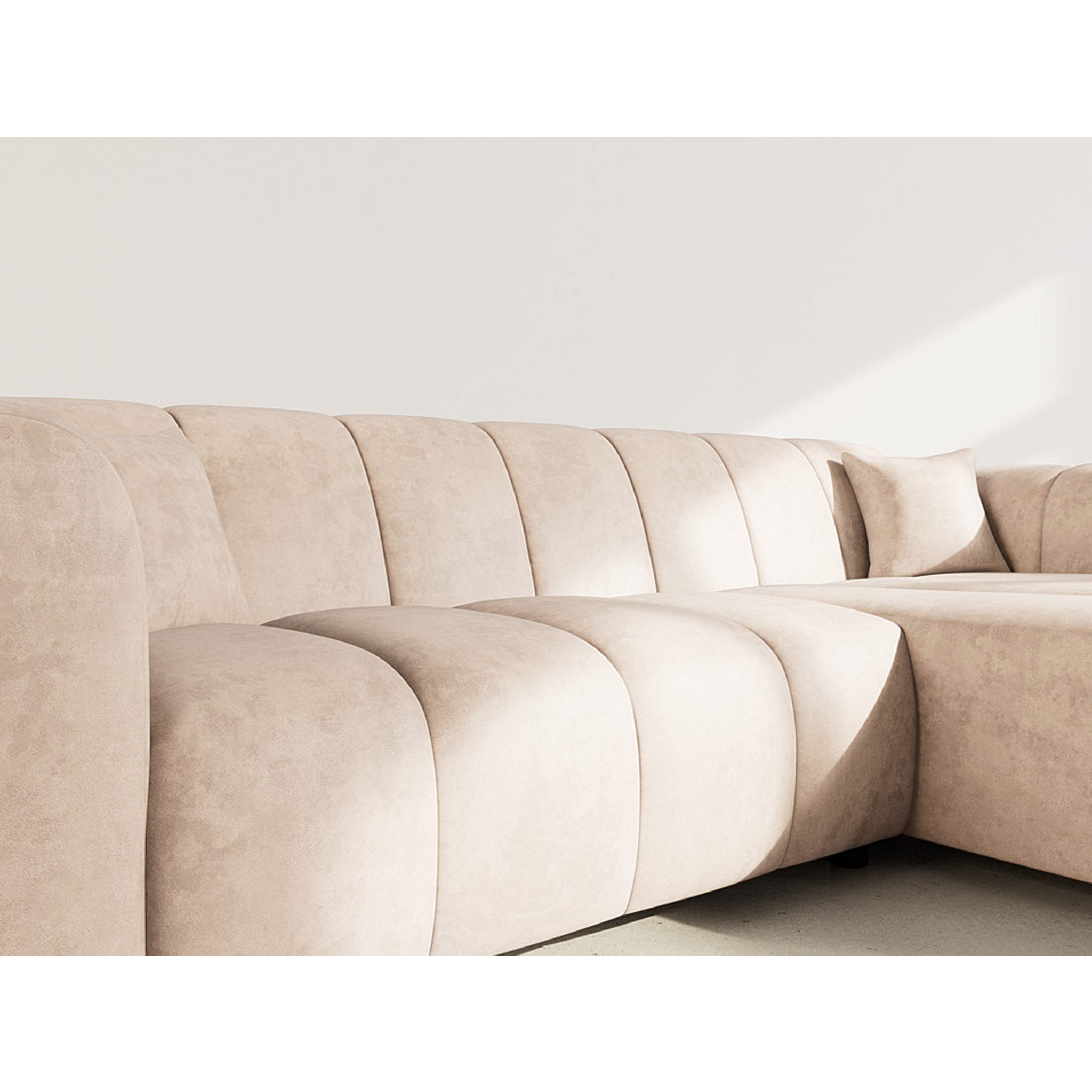 Curtis - canapé d'angle droit 4 places en simili - Beige