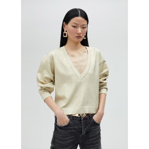 Pullover scollo a v dorato