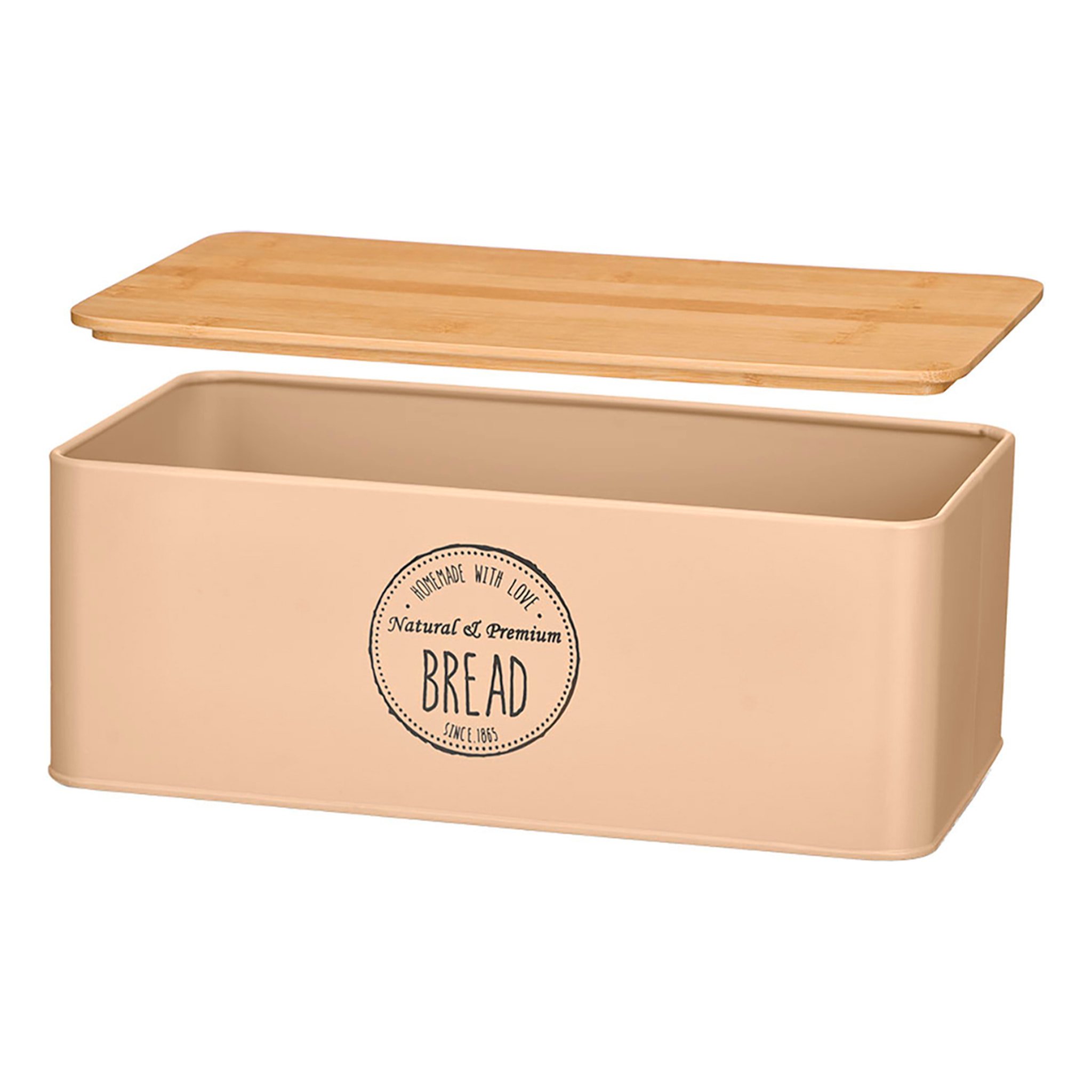 Caja beige con tapa de bambú. Diseño "Bread".