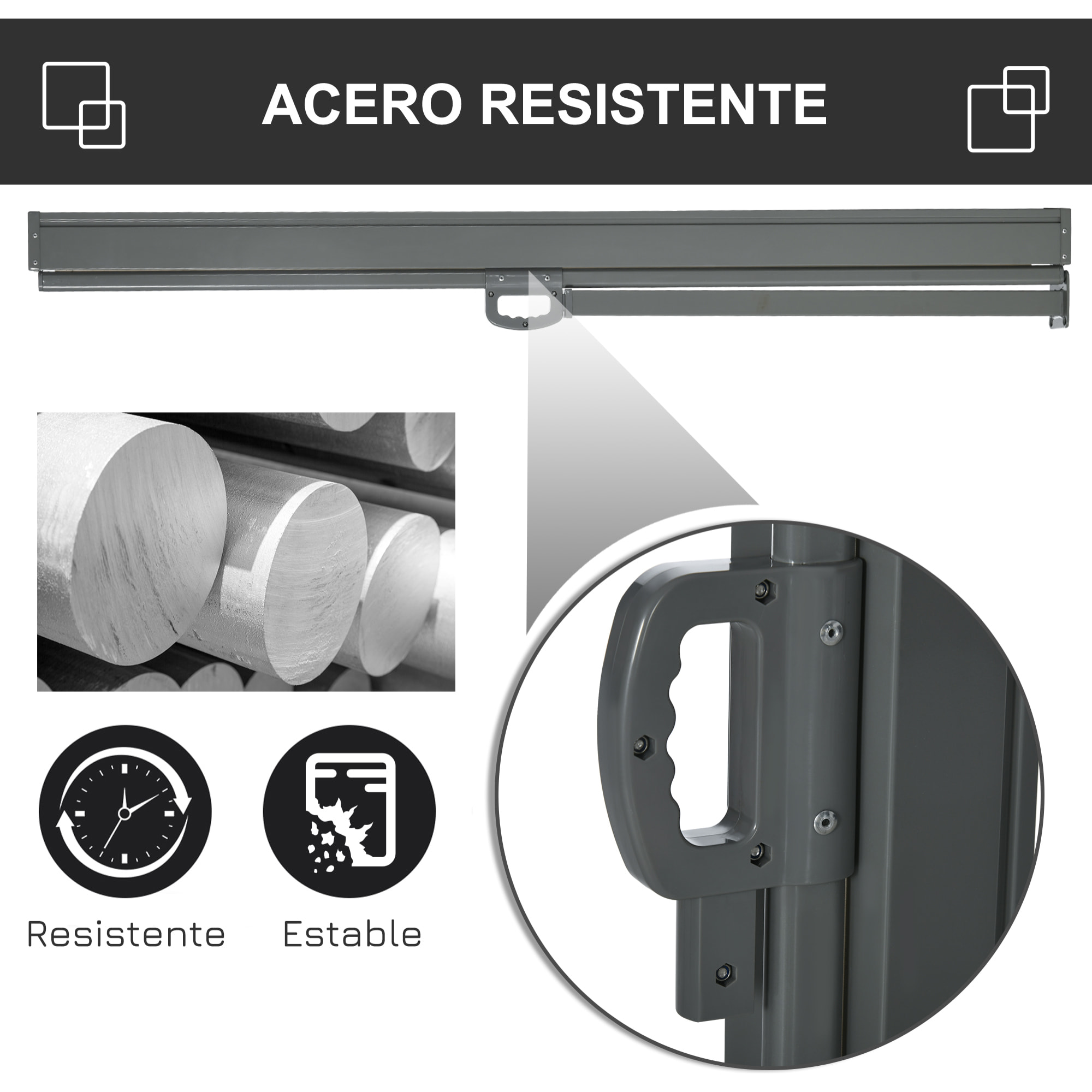 Toldo Lateral Retrá¡ctil 300x160 cm Pantalla Enrollable Mampara de Privacidad y Protección Solar para Jardín Balcón Terraza Gris