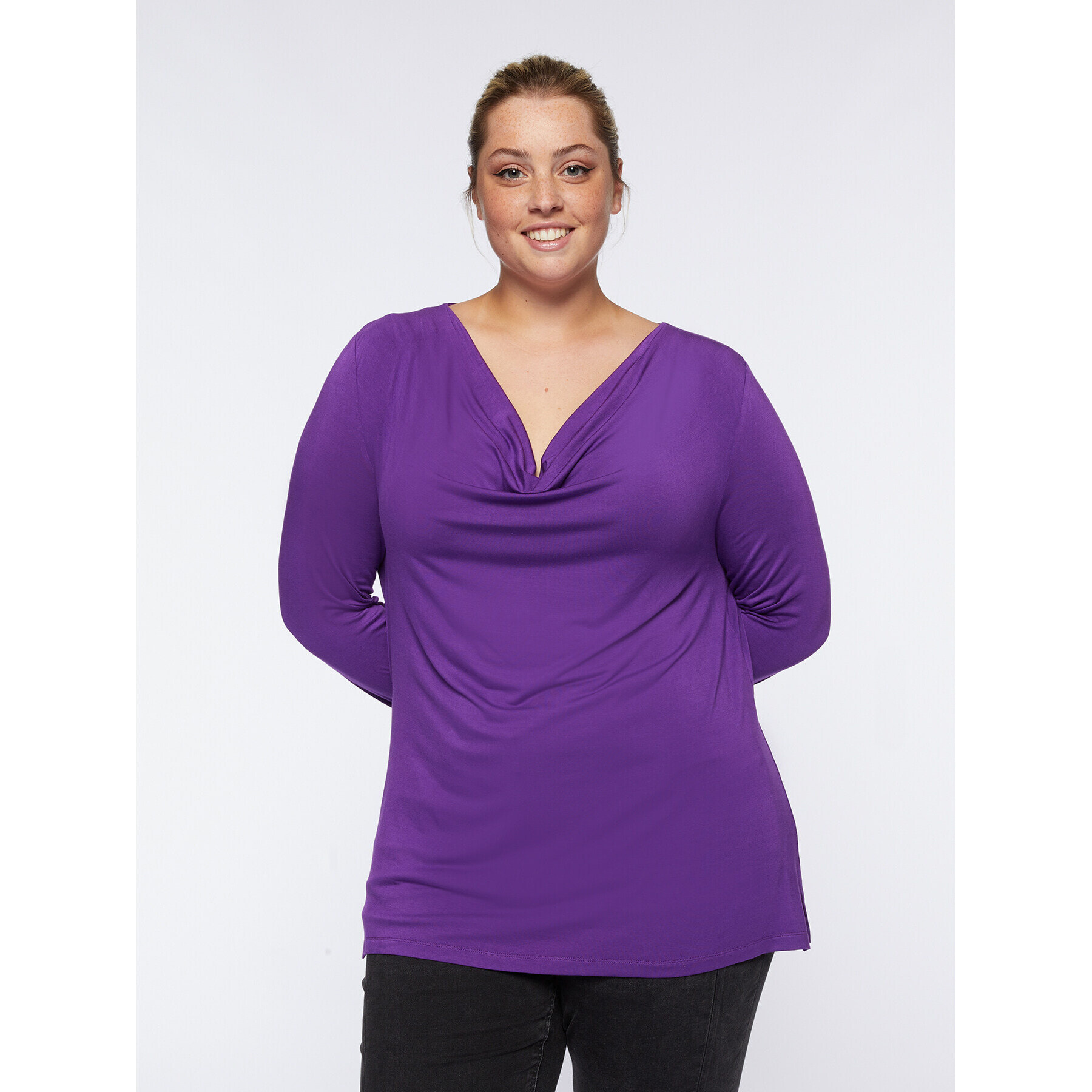 Fiorella Rubino - T-shirt con scollo drappeggiato - Viola