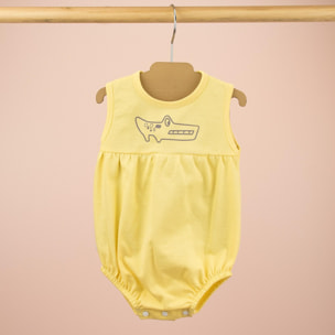 Pelele desmangado con estampado cocodrilo Amarillo