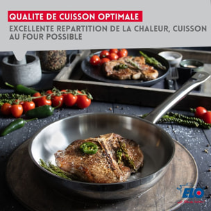 Poêle à frire en inox 18/10 sans revêtement Elo Profi Therm