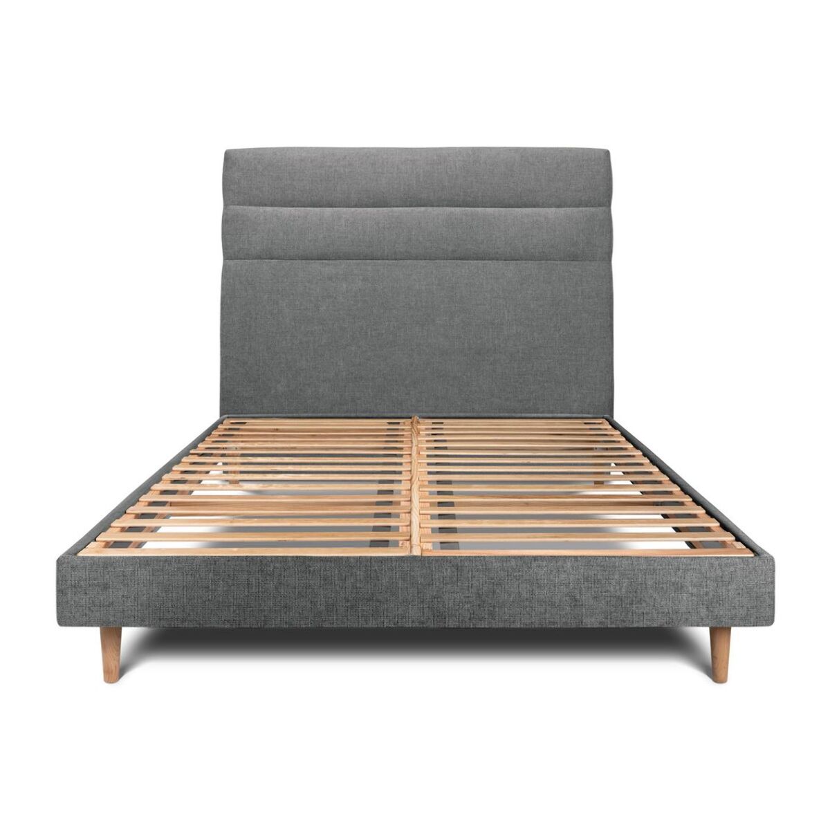 Lit avec tête de lit bandes horizontales tissu et sommier kit Ep14