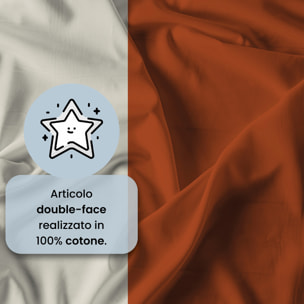 COMPLETO LETTO NATURAL COLOR, 100% Cotone, Made in Italy - TERRA/PANNA