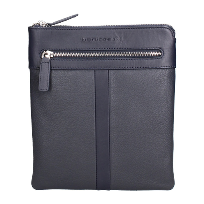 Borsa a tracolla da uomo Made in Italy - Modello Nerian - 100% pelle - 24.5 x 21.0 x 4.0 cm