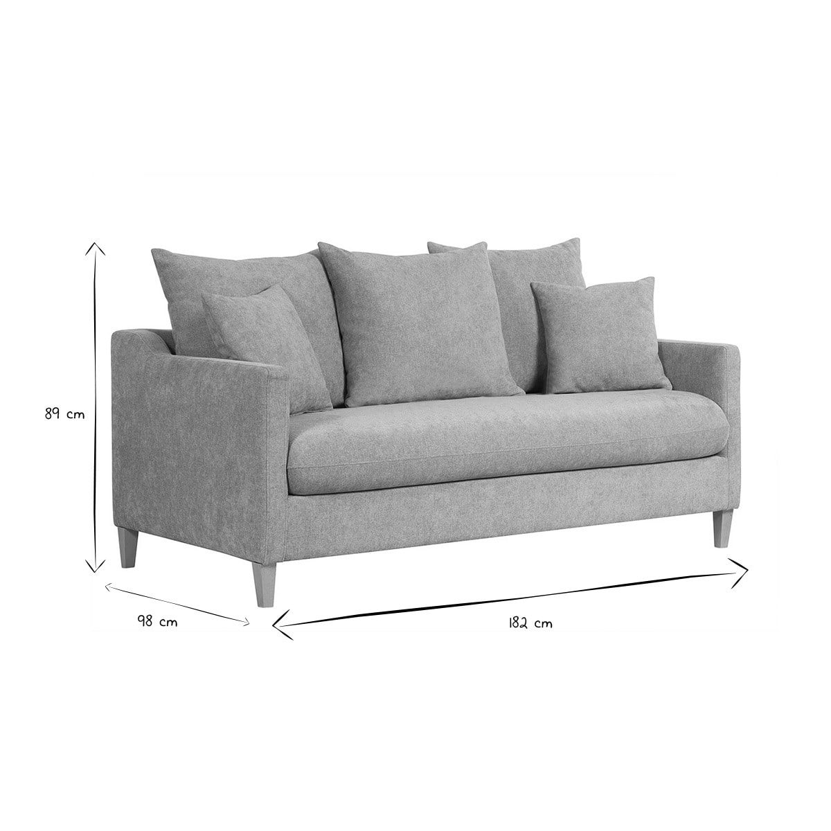 Canapé convertible scandinave 3 places en tissu effet velours gris et bois clair LOUISE