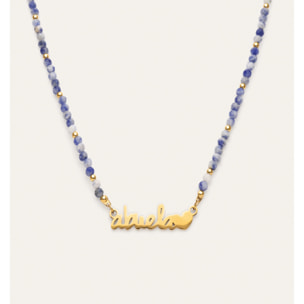 Collar Abuela Heart Cianita Acero Baño Oro