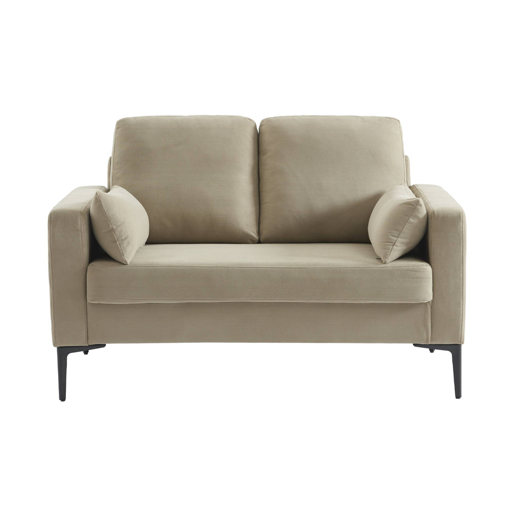 Canapé 2 places pieds métal velours côtelé BJORN