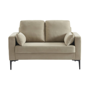 Canapé 2 places pieds métal velours côtelé BJORN